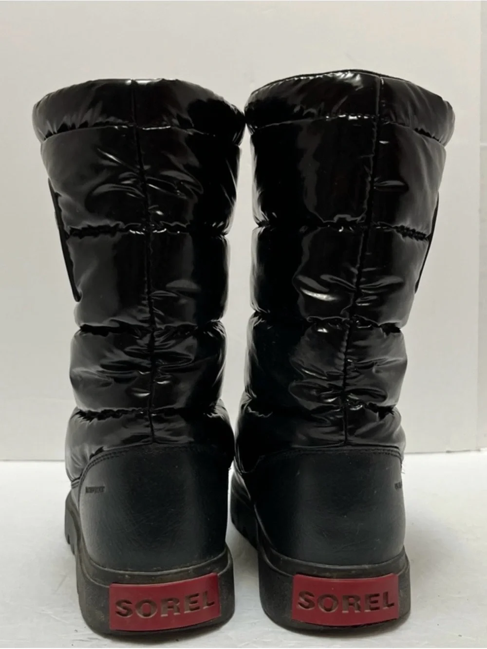 SOREL Joan of Arctic Next Lite Mid Puffy Winter Snow Boots Black Glossy 7.5